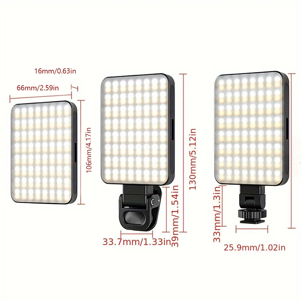 1pc Rechargeable Magnetic LED Selfie Light,3 Modes Dimmable Light,3000mAh,120LEDs,Clip-On for Phone/ Laptop/ PC,Makeup,Video