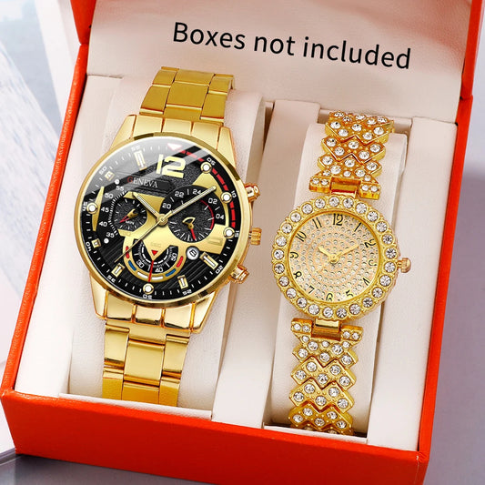 Fashion Business Geneva Calendar Watch Personalized Men's Steel Belt Watch Business Set