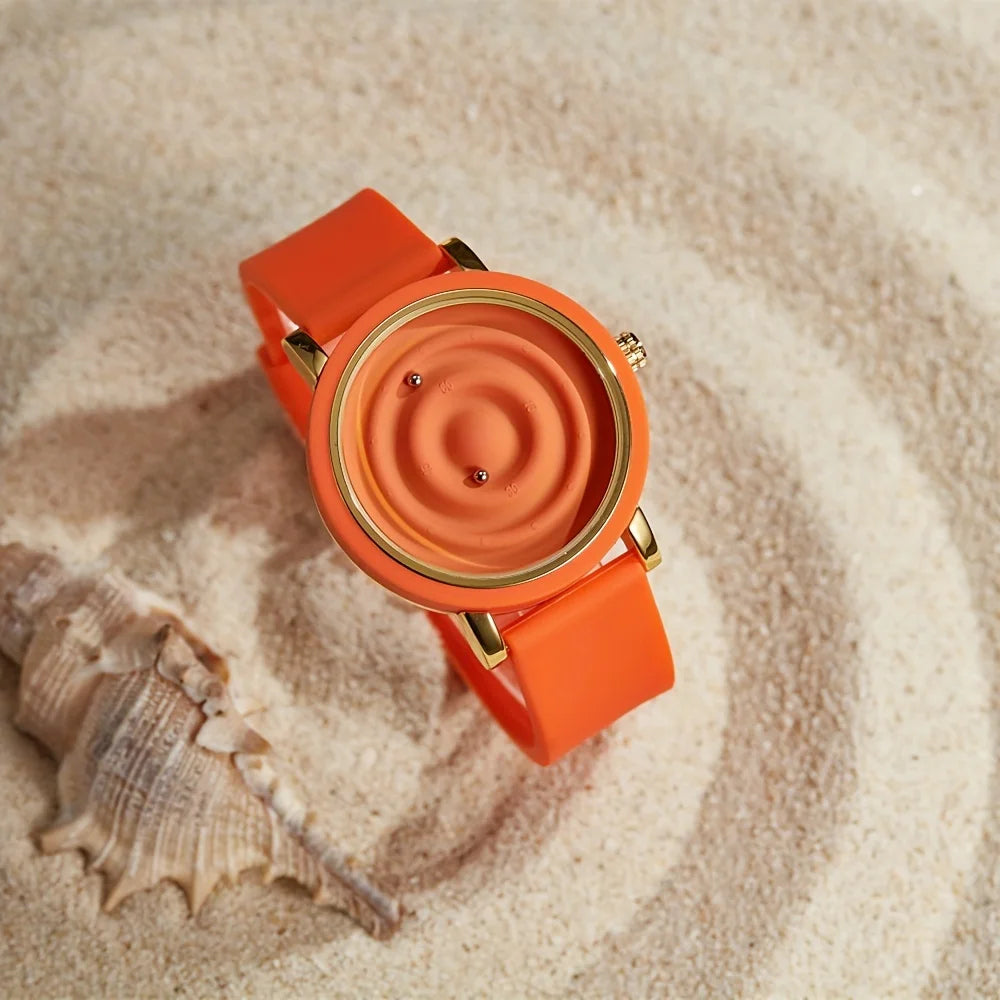 Personalized fashionable Silicone bezel floating magnetic pointer free ball bearing creative waterproof quartz watch student