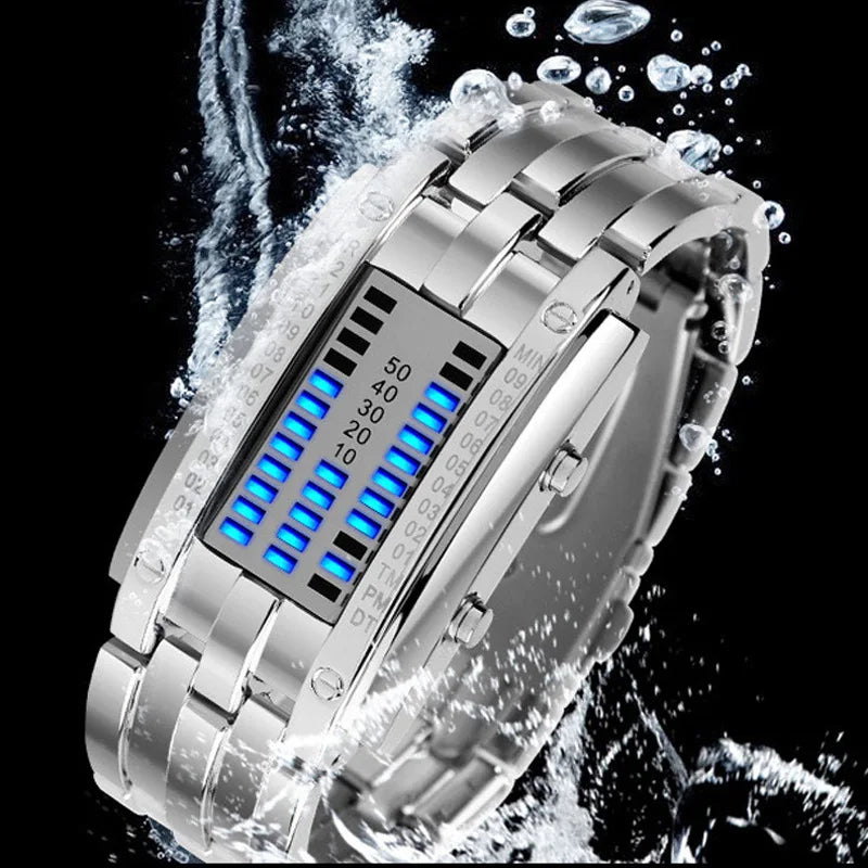 Korean-Style Trendy Led Iron Man Dual-Line Binary Fashion Student Couple Personalized Electronic Watch