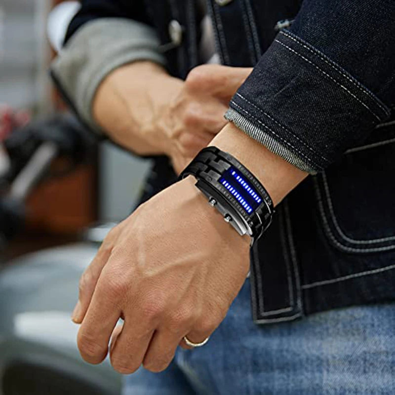 Korean-Style Trendy Led Iron Man Dual-Line Binary Fashion Student Couple Personalized Electronic Watch