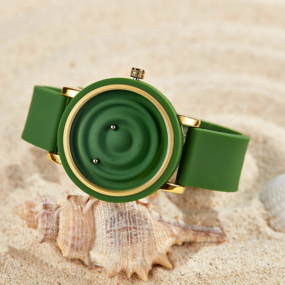 Personalized fashionable Silicone bezel floating magnetic pointer free ball bearing creative waterproof quartz watch student