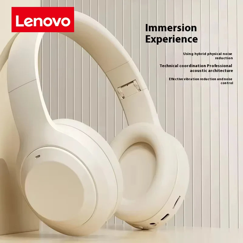 Lenovo HiFi Audio Quality Over-Ear Headphones with Wired/Wireless Dual-Use Folding Design for High-Definition Calling and Gaming