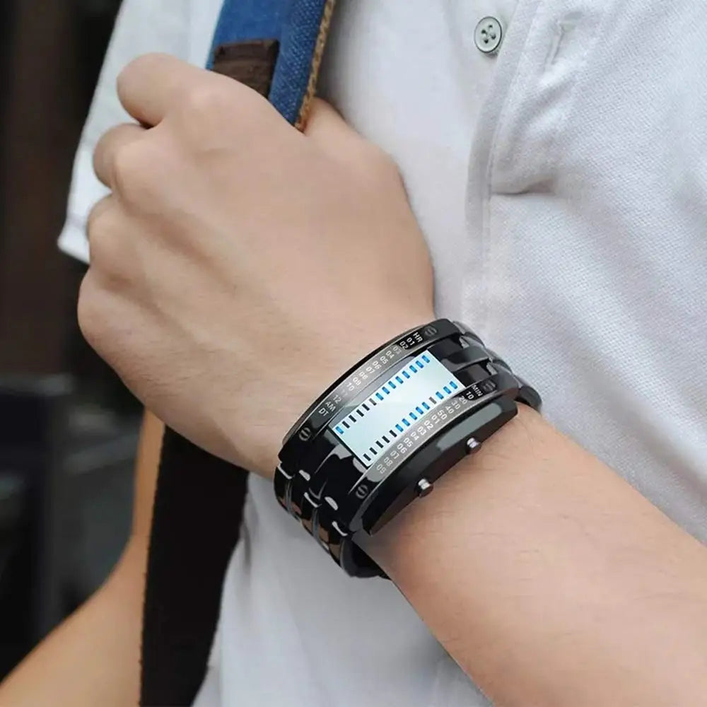 Korean-Style Trendy Led Iron Man Dual-Line Binary Fashion Student Couple Personalized Electronic Watch