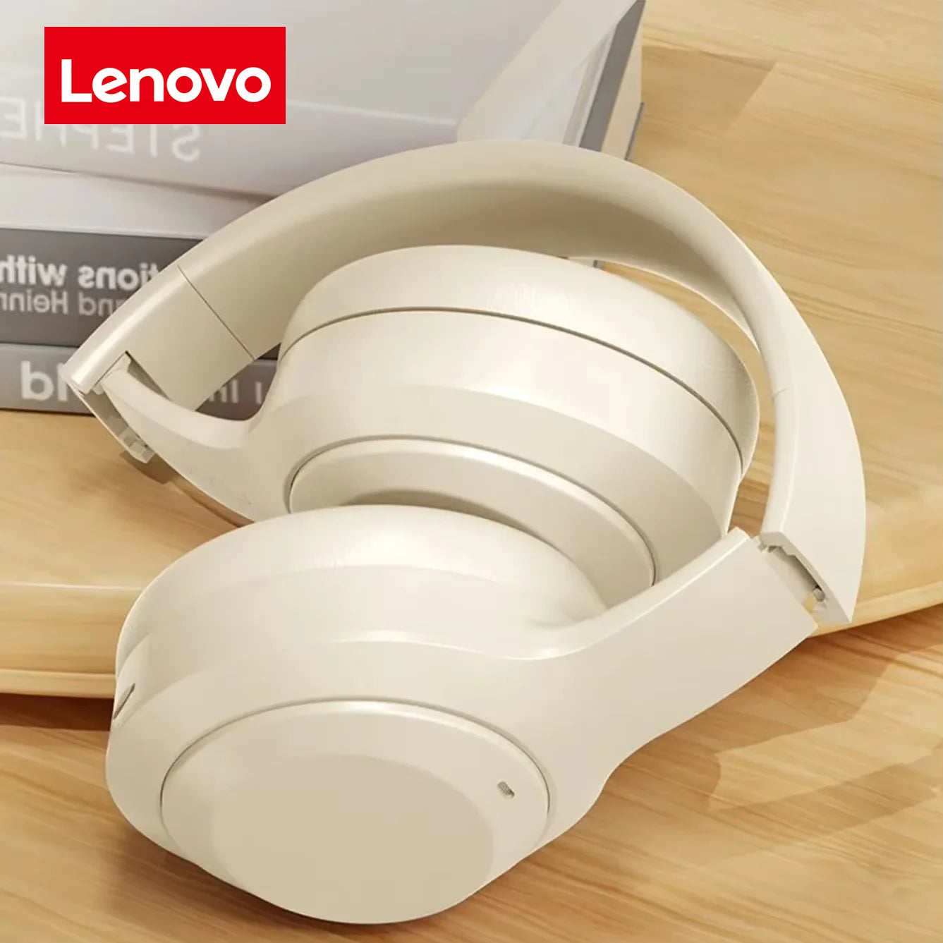 Lenovo HiFi Audio Quality Over-Ear Headphones with Wired/Wireless Dual-Use Folding Design for High-Definition Calling and Gaming