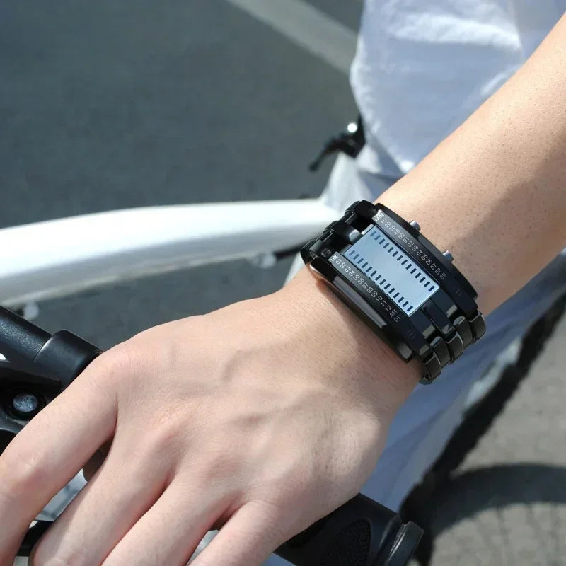 Korean-Style Trendy Led Iron Man Dual-Line Binary Fashion Student Couple Personalized Electronic Watch